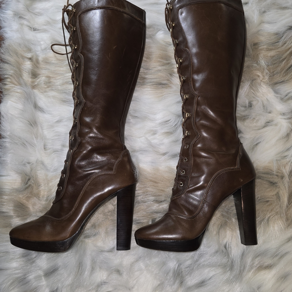 Michael Kors Roslyn 5 Inch Heel Lace Up Boots - Picture 2 of 13